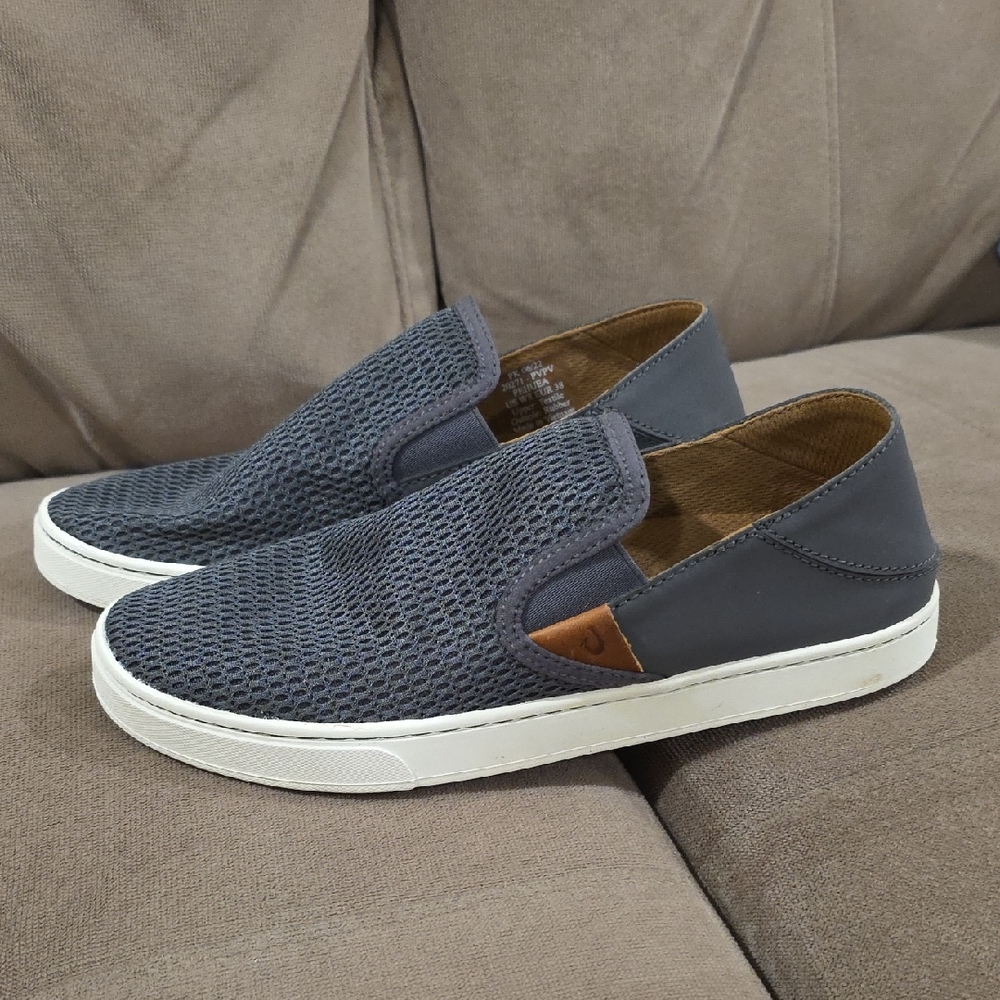 Olukai Pehuea Casual Gray Slip-On Shoes